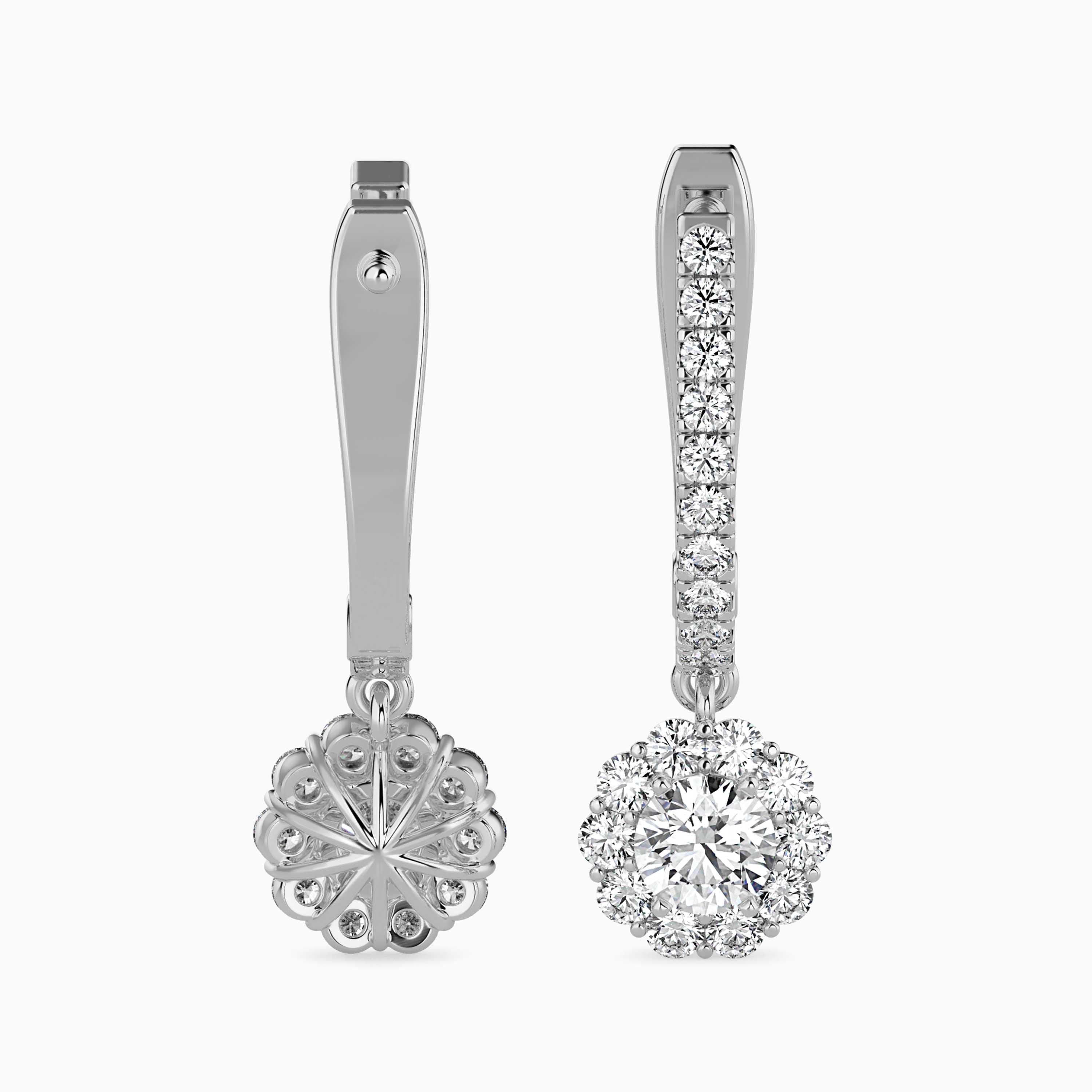 Aretes Rosette Drop de diamantes creados en laboratorio de oro de 18K