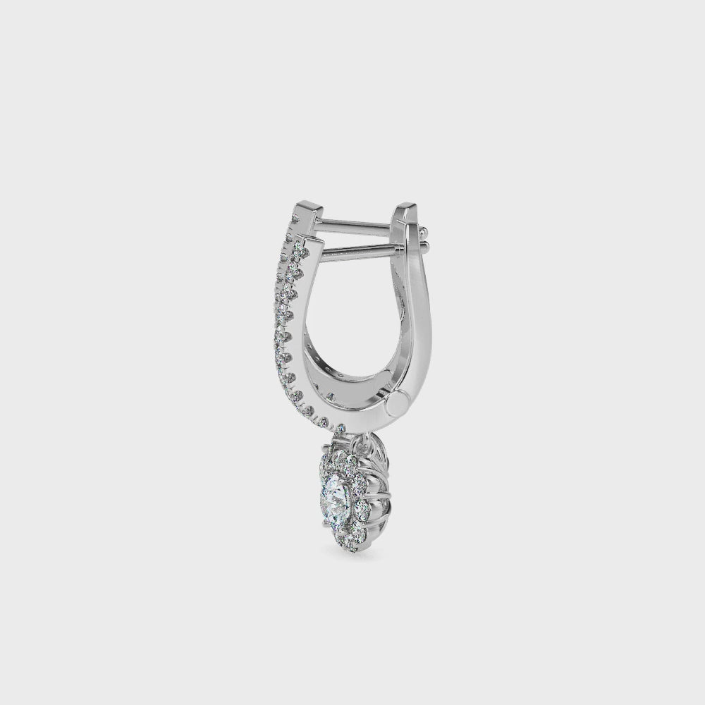 Aretes Rosette Drop de diamantes creados en laboratorio de oro de 18K